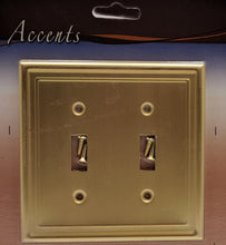 Load image into Gallery viewer, Satin Brass/Satin Gold "Estate" Wallplate, Generous Size, 4.9in (12.44cm) x 3.1in (7.87cm) x 0.2(0.50cm) Deep_2-190SB