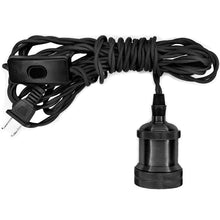 Load image into Gallery viewer, Pendant Light Cord Kit with 15'(4.57m) Flexible Twisted Fabric Cord and Matte Black Socket-LA218