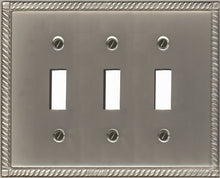 Load image into Gallery viewer, Decorative Metal Georgian Pewter Triple Toggle Wall-plates