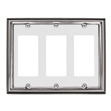 Load image into Gallery viewer, Decorative Metal Estate Satin Nickel w/White Centre Wall Plate - 2-490R