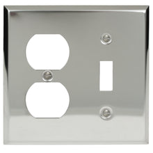 Load image into Gallery viewer, Decorative Chrome Plated Toggle and Duplex Wall-plate