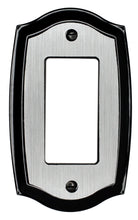 Load image into Gallery viewer, Decorative Metal Brushed Steel on Black Colonial 1Rocker Wallplate