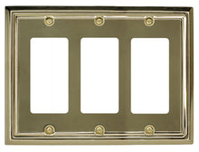 Load image into Gallery viewer, Decorative Contoured Metal "Estate" Bright Brass Wall plate 3Rocker2-200