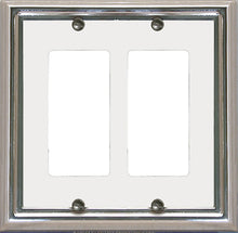 Load image into Gallery viewer, Decorative Metal Estate Chrome w/White Centre Wall Plate - 2-504R