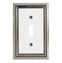 Load image into Gallery viewer, Decorative Metal Estate Chrome w/White Centre Wall Plate - 2-504T