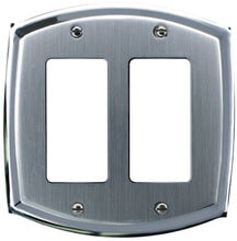 Load image into Gallery viewer, Decorative Metal Etched Steel on Chrome Double Rocker Wall Plate