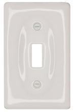 Load image into Gallery viewer, Kiln fired glossy white ceramic porcelain wall plate will accent your bath, spa, or kitchen, or any room where you desire a clean, expensive look that is easy to clean and stays sparkling white forever. A timeless and versatile accent that will prove its durability, high quality and beauty for years to come. Screws Included. Be careful not to over-tighten screws to avoid cracking the plate. Do not use automatic screwdrivers. Electrical Cover Plate size: 2 3/4" x 4 1/2", 6.98cm x 11.43cm. ppppppppp