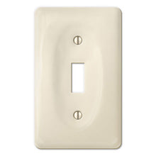 Load image into Gallery viewer, Kiln-fired gloss almond latte porcelain wall plate will accent your bath, spa, or kitchen, or any room where you desire a clean, expensive look that is easy to clean and stays sparkling white forever. Ceramic Porcelain. Single Toggle configuration. A timeless and versatile accent that will prove its durability, high quality and beauty for years to come. Screws Included. Be careful not to over-tighten screws to avoid cracking the plate. Do not use automatic screwdrivers.