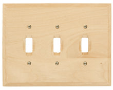 Load image into Gallery viewer, Solid Traditional Unfinished Wood Triple Toggle Wall Plate
