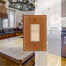Load image into Gallery viewer, Traditional Light Oak Wood Single Rocker Wall Plate in front of a rustic wood furnished kitchen
