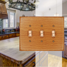 Load image into Gallery viewer, Solid Oak Wood, Switch plate, Wall plate, Cover, Triple Toggle 4-430