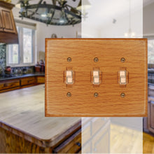 Load image into Gallery viewer, Solid Oak Wood, Switch plate, Wall plate, Cover, Triple Toggle 4-430