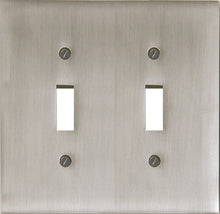 Load image into Gallery viewer, Solid, Forged Satin Nickel Wall Plate, with a subtle brushed finished, Double Rocker Configuration, 5-926RR