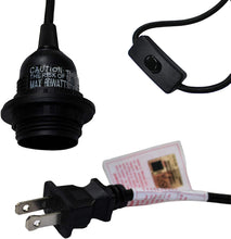 Load image into Gallery viewer, Ceiling Lighting, Pendant Light 12'(3.65m) Flexible Fabric Cord, in-Line Rocker Switch &Plug- All Black LA201