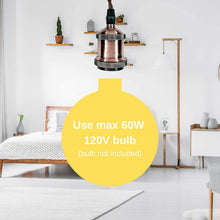 Load image into Gallery viewer, Pendant Light Cord Kit 15'(4.57m) Fexible Twisted Fabric Cord- LA204 PENDANT LIGHT KIT - Brown Twisted Fabric Cord 15' (4.57m), with Rocker Switch & Plug. 2 SOCKET RINGS - Medium Base Socket. -Rocker Switch On/Off . INDOOR USE ONLY - Use for Kitchen, Den, Loft, Cottage, Party Room, Bar, Family Room to decorate any event. MAXIMUM VOLTAGE - Use Max. 60W 120V Bulb (Not Included) FLEXIBLE TWISTED FABRIC CORD - Plug-in, Easy to Install.