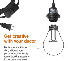 Load image into Gallery viewer, Ceiling Lighting, Pendant Light 12'(3.65m) Flexible Fabric Cord, in-Line Rocker Switch &Plug- All Black LA201