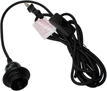 Load image into Gallery viewer, Ceiling Lighting, Pendant Light 12'(3.65m) Flexible Fabric Cord, in-Line Rocker Switch &Plug- All Black LA201