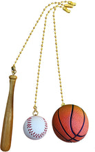 Load image into Gallery viewer, Baseball Bat, Baseball, Basketball Sports fan pull with beaded chain