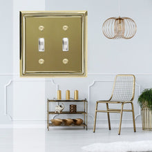 Load image into Gallery viewer, Decorative Contoured Metal "Estate" Bright Brass Wall Plate - 2-200TT