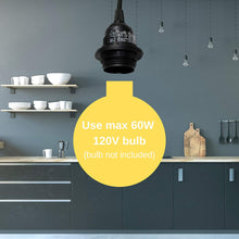 Load image into Gallery viewer, Ceiling Lighting, Pendant Light 12'(3.65m) Flexible Fabric Cord, in-Line Rocker Switch &Plug- All Black LA201