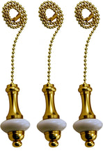 Load image into Gallery viewer, Porcelain Pendulum Fan Pull with Beaded Chain White 3 Pack_FA118