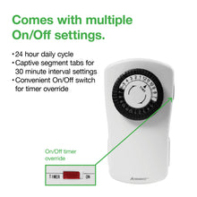 Load image into Gallery viewer, Heavy duty timer with 2 grounded outlets T112