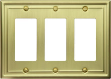 Load image into Gallery viewer, Satin Brass Wall plate Style, Triple Rocker, Generous Size, 4.9in(12.44cm) x 6.7in(17.02cm) x 0.50in(0.50cm) Deep_2-190RRRSB
