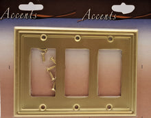 Load image into Gallery viewer, Satin Brass Wall plate Style, Triple Rocker, Generous Size, 4.9in(12.44cm) x 6.7in(17.02cm) x 0.50in(0.50cm) Deep_2-190RRRSB
