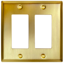 Load image into Gallery viewer, Satin Brass/Satin Gold Contemporary Wallplate, generous size, many configurations to choose from - 2-263SB
