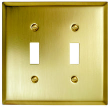 Load image into Gallery viewer, Satin Brass/Satin Gold Contemporary Wallplate, generous size, many configurations to choose from - 2-263SB
