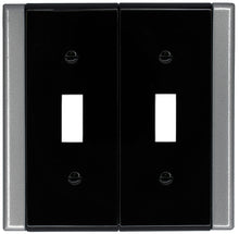 Load image into Gallery viewer, Black w/Satin Nickel Sides 2Toggle Wallplate
