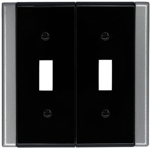 Black w/Satin Nickel Sides 2Toggle Wallplate