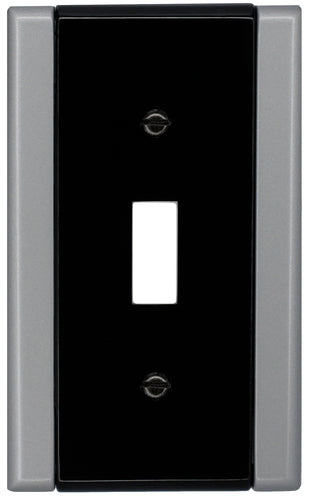 Black w/Satin Nickel Sides 1Toggle Wallplate
