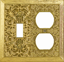Load image into Gallery viewer, Filigree Solid Brass Toggle and Duplex Wall-plate
