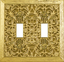 Load image into Gallery viewer, Filigree Solid Brass Double Toggle Wall-plate
