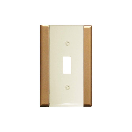 Plastic Ivory with Gold Sided Single Toggle Wall-plate