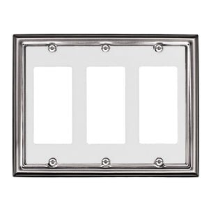 Decorative Metal Estate Satin Nickel w/White Centre Wall Plate - 2-490R