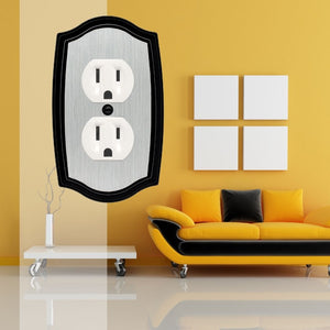 Decorative Metal Brushed Steel on Black Colonial Wallplate - 2-171D