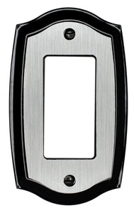 Decorative Metal Brushed Steel on Black Colonial Wallplate - 2-171T