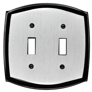 Decorative Metal Brushed Steel on Black Colonial Wallplate - 2-171D