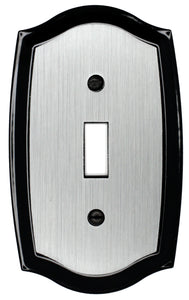 Decorative Metal Brushed Steel on Black Colonial Wallplate - 2-171D