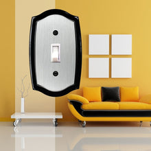 Load image into Gallery viewer, Decorative Metal Brushed Steel on Black Colonial Wallplate - 2-171T
