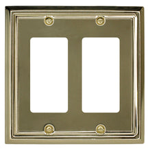 Load image into Gallery viewer, Decorative Contoured Metal &quot;Estate&quot; Bright Brass Wall plate 2Rocker 2-200
