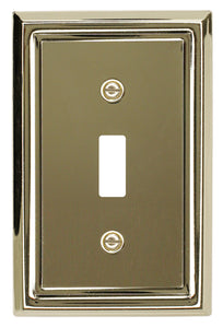 Decorative Contoured Metal "Estate" Bright Brass Wall plate 1Toggle 2-200