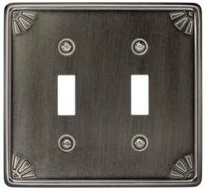 Decorative Contoured Metal "STUDIO PEWWTER" 2Toggle wallplate