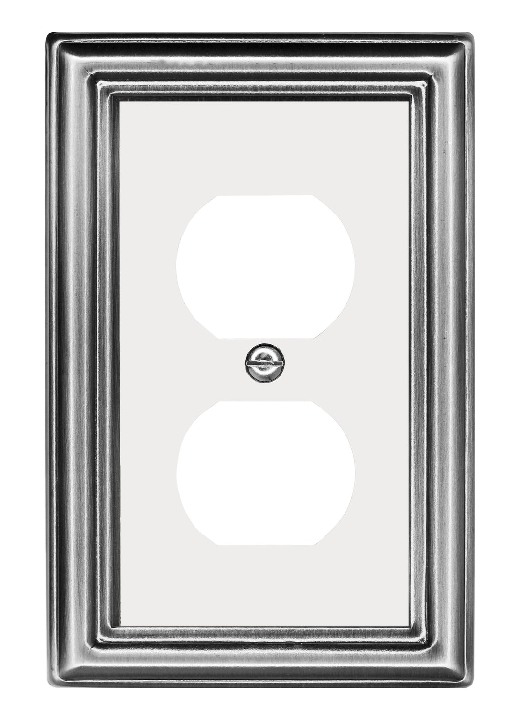 Decorative Metal Estate Satin Nickel 1Duplex w?White Center