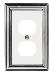 Decorative Metal Estate Satin Nickel 1Duplex w?White Center
