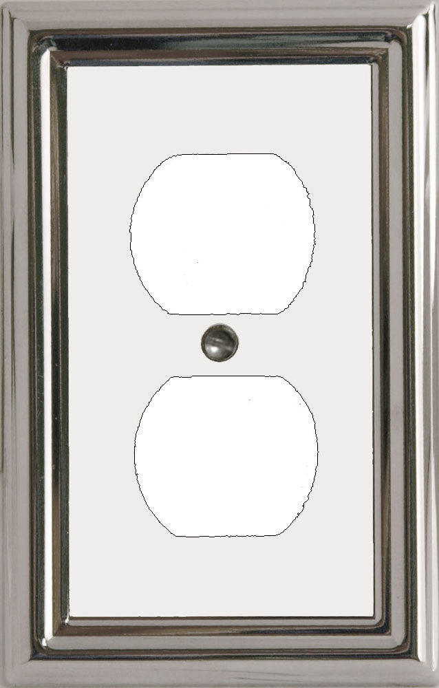 Decorative Metal Estate Chrome w/White Centre Wall Plate - 2-504D