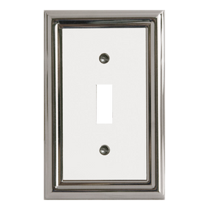 Decorative Metal Estate Chrome w/White Centre Wall Plate - 2-504D