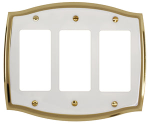 Decorative Brass Wall Plates with White Centre - 2021D